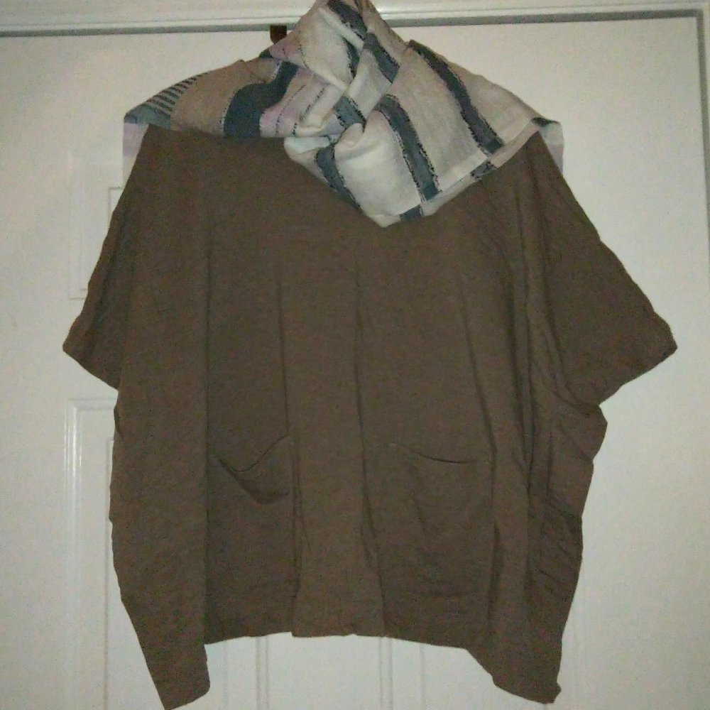 J.Jill Pure Jill Driftwood Heather Poncho pockets XSP w. J.Jill scarf included - Picture 11 of 15